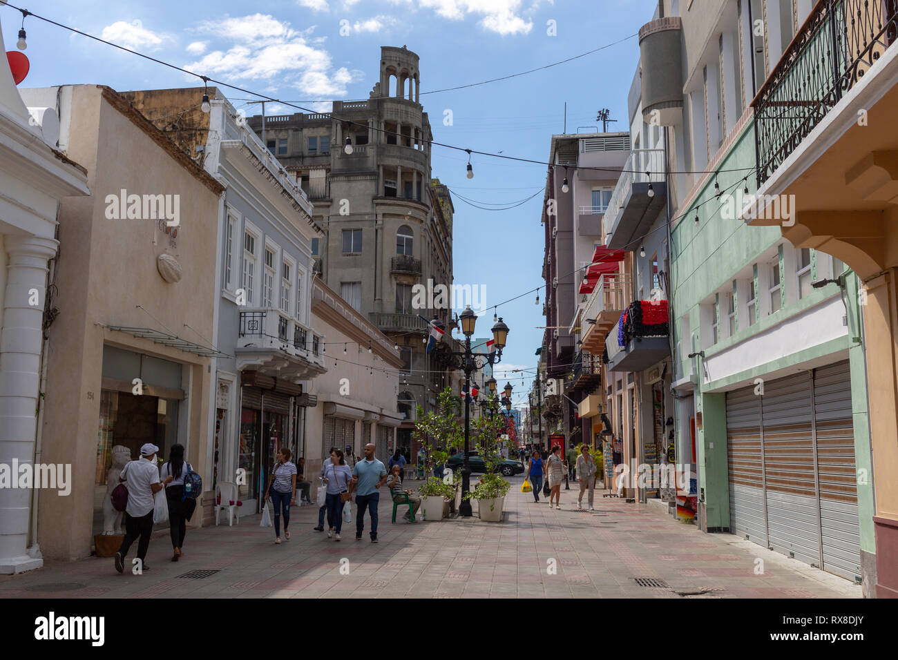Shopping Street in Santo Domingo, Dominican Republic Stock Photo Alamy