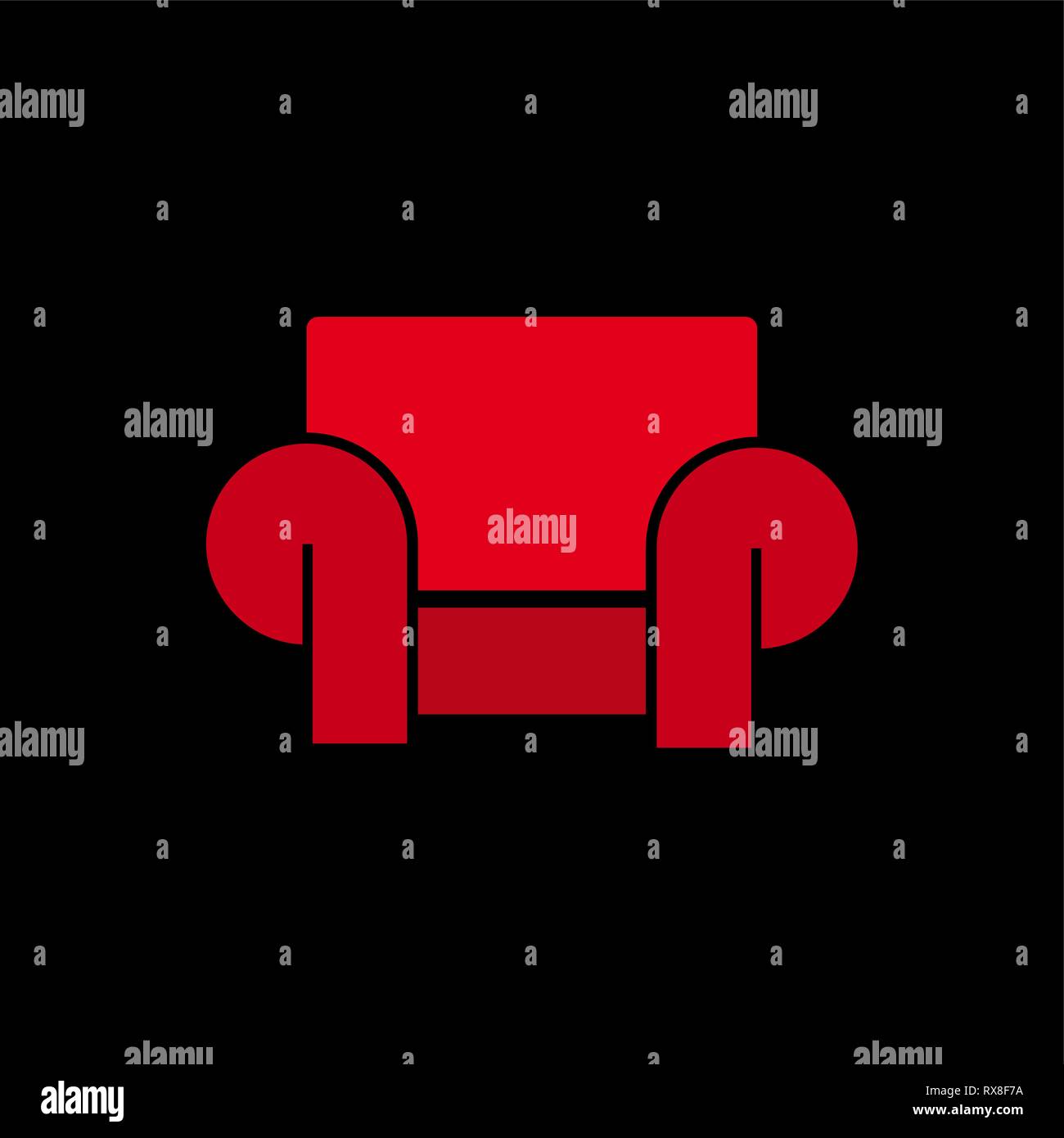 Vector logo, abstract modern armchair on black background Stock Vector
