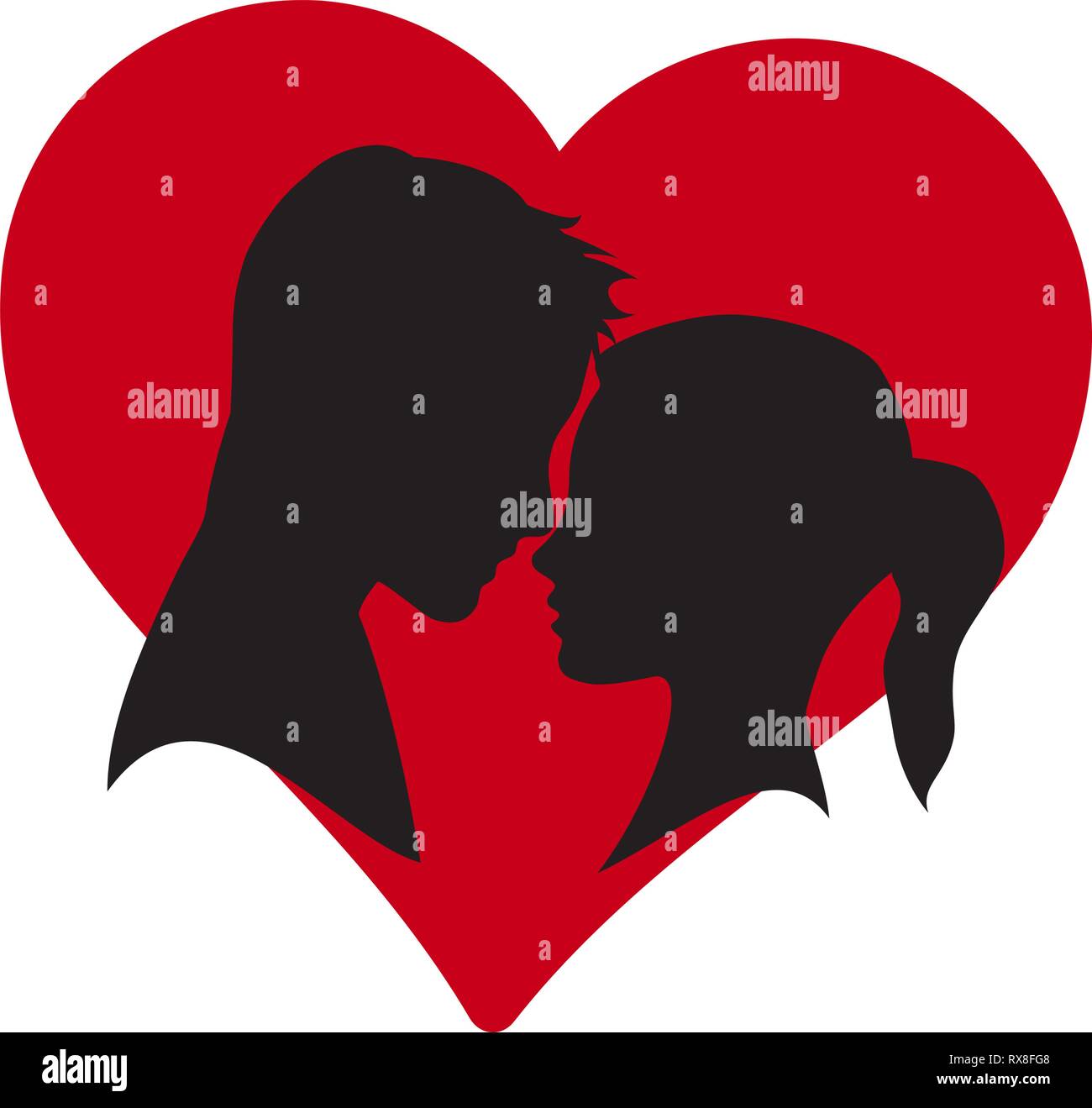 Vector logo lovers. Silhouette of man and woman with heart Stock Vector ...