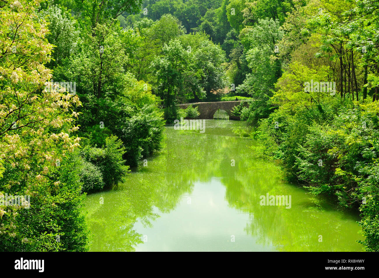 Dropt River at Eymet, Dordogne Department, Aquitaine, France Stock Photo