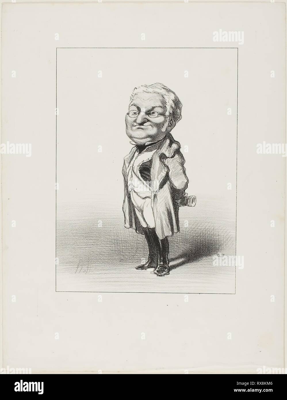 Thiers. Citizen Thiers Tries on the New Tail-Coat which Babin has Just Sent Him, plate 4 from Les Représentans Représentés. Honoré Victorin Daumier; French, 1808-1879. Date: 1848. Dimensions: 239 × 175 mm (image); 359 × 274 mm (sheet). Lithograph in black on white wove paper. Origin: France. Museum: The Chicago Art Institute. Stock Photo
