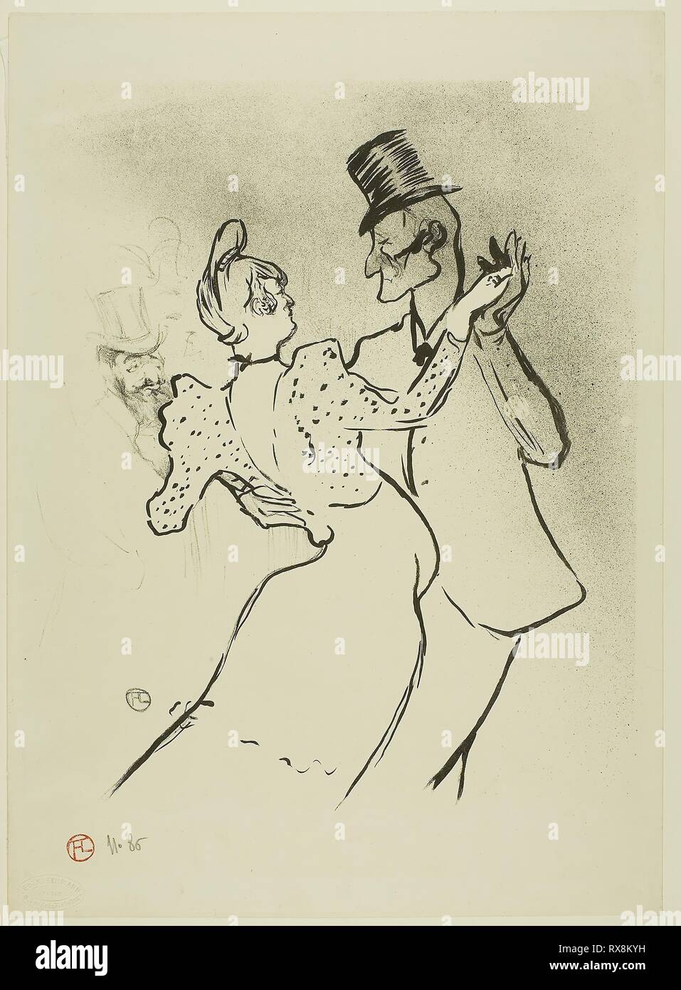La Goulue. Henri de Toulouse-Lautrec; French, 1864-1901. Date: 1894. Dimensions: 308 × 254 mm (image); 383 × 278 mm (sheet). Lithograph on ivory wove paper. Origin: France. Museum: The Chicago Art Institute. Stock Photo
