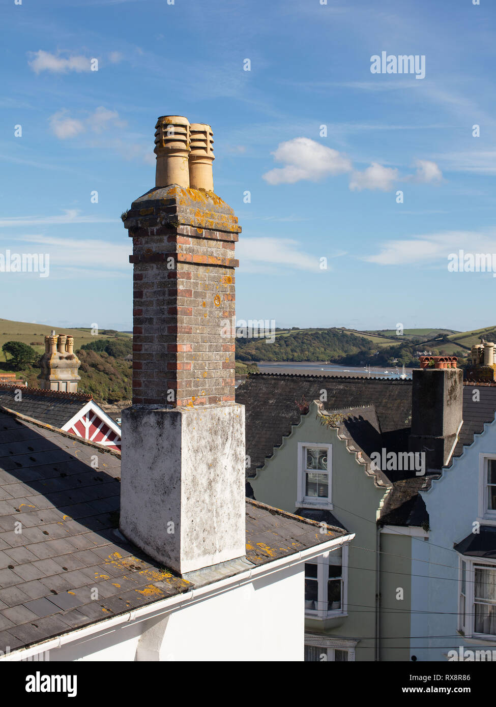The Chimney stack in Salcombe with a great view over the estuary. Stock Photo