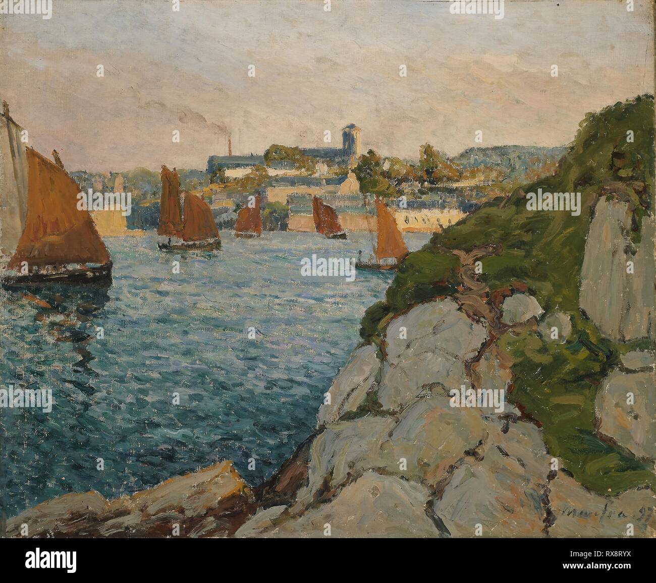 Douarnenez in Sunshine. Maxime Maufra; French, 1861-1918. Date: 1897. Dimensions: 59.7 × 73.7 cm (23 1/2 × 29 in.). Oil on canvas. Origin: France. Museum: The Chicago Art Institute. Stock Photo