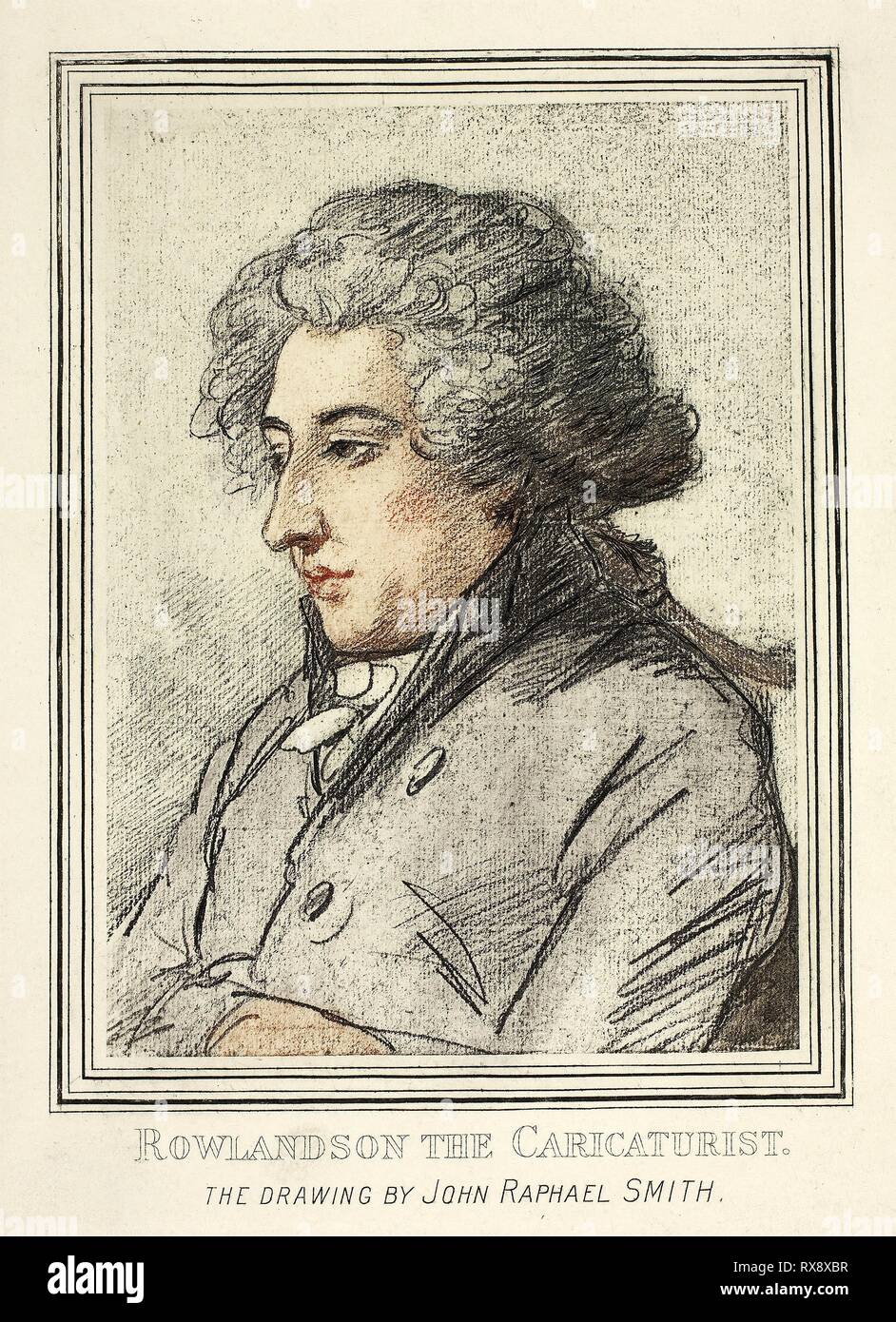 Portrait of Thomas Rowlandson, from Reproductions of Drawings by Old Masters in the British Museum. After John Raphael Smith (English, 1751-1812). Date: 1894. Dimensions: 152 × 203 mm. Color photographic reproduction on ivory wove paper. Origin: England. Museum: The Chicago Art Institute. Stock Photo