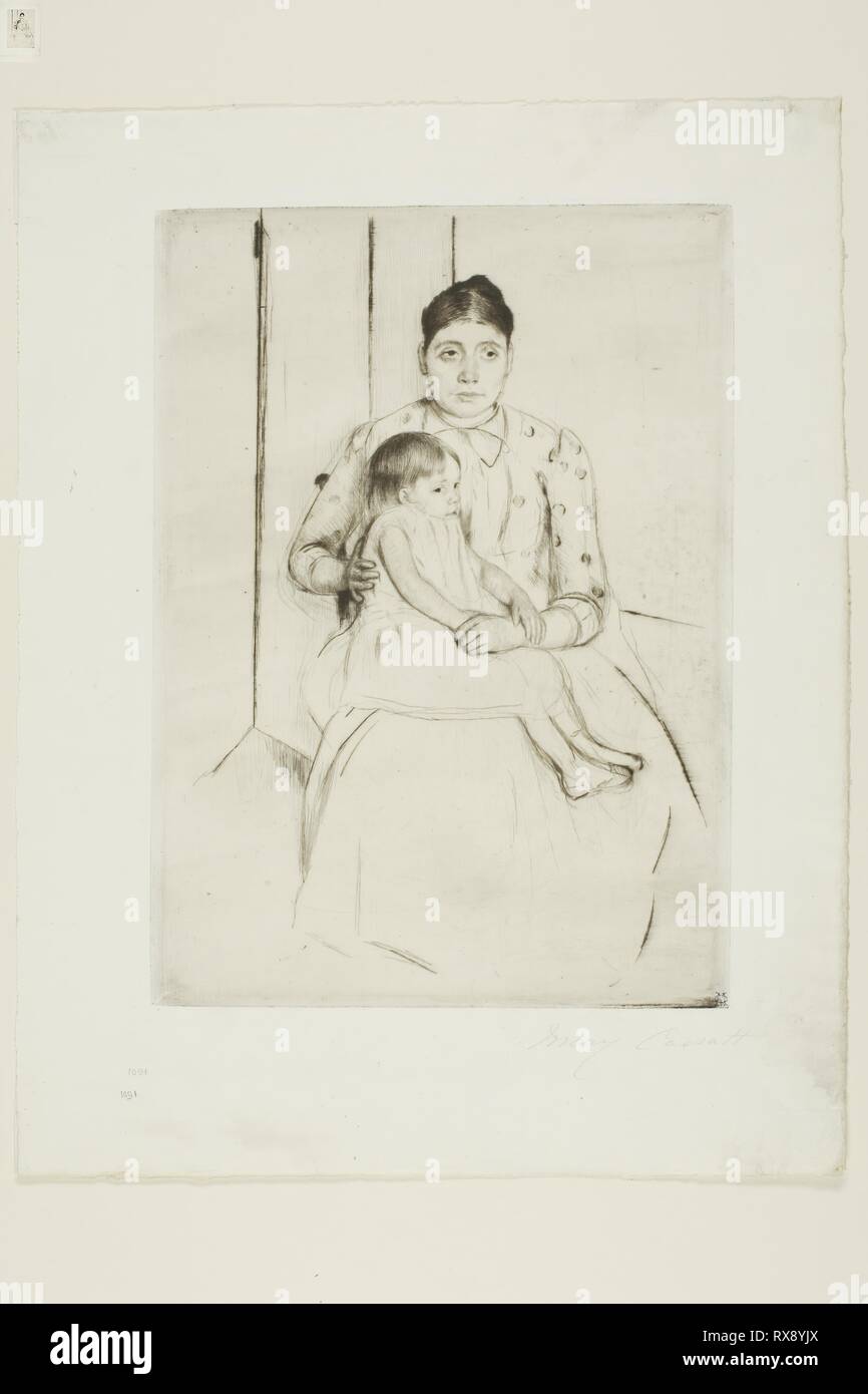 Repose. Mary Cassatt; American, 1844-1926. Date: 1890. Dimensions: 231 x 168 mm (image/plate); 310 x 240 mm (sheet). Etching in dark brown ink on off-white laid paper. Origin: United States. Museum: The Chicago Art Institute. Stock Photo