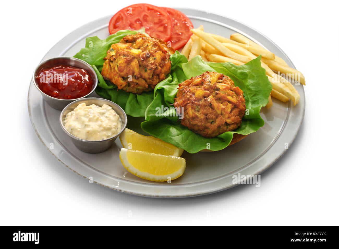 homemade Maryland crab cakes plate Stock Photo Alamy