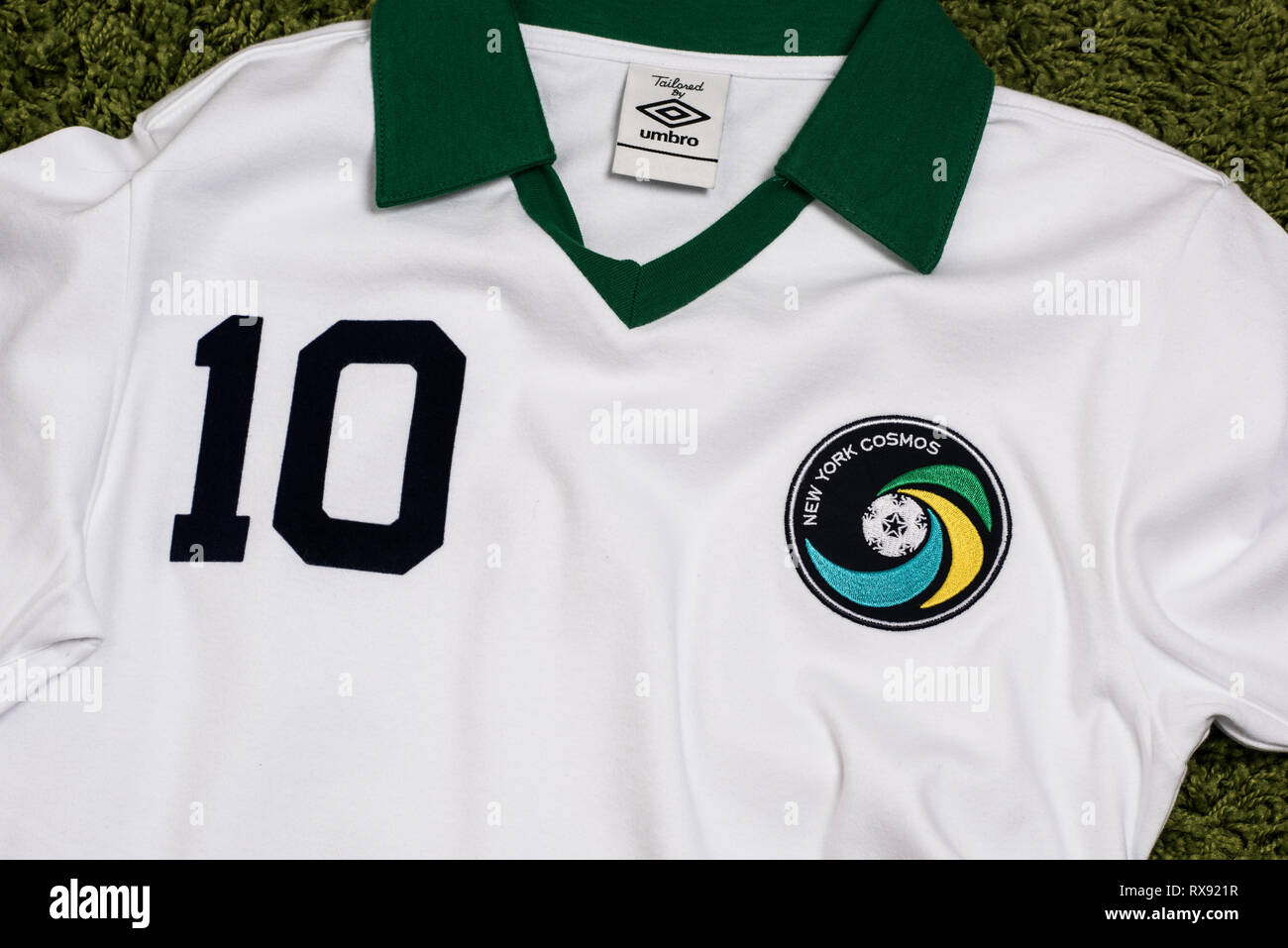 Close up of Retro NY Cosmos Soccer Jersey Stock Photo - Alamy