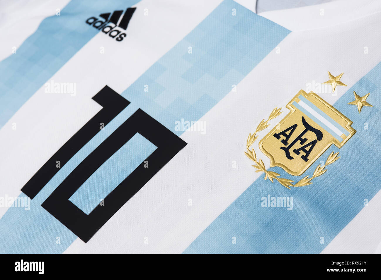 Close up of Argentina National football team jersey Stock Photo - Alamy Close up of Argentina National football team jersey Stock Photo - Alamy