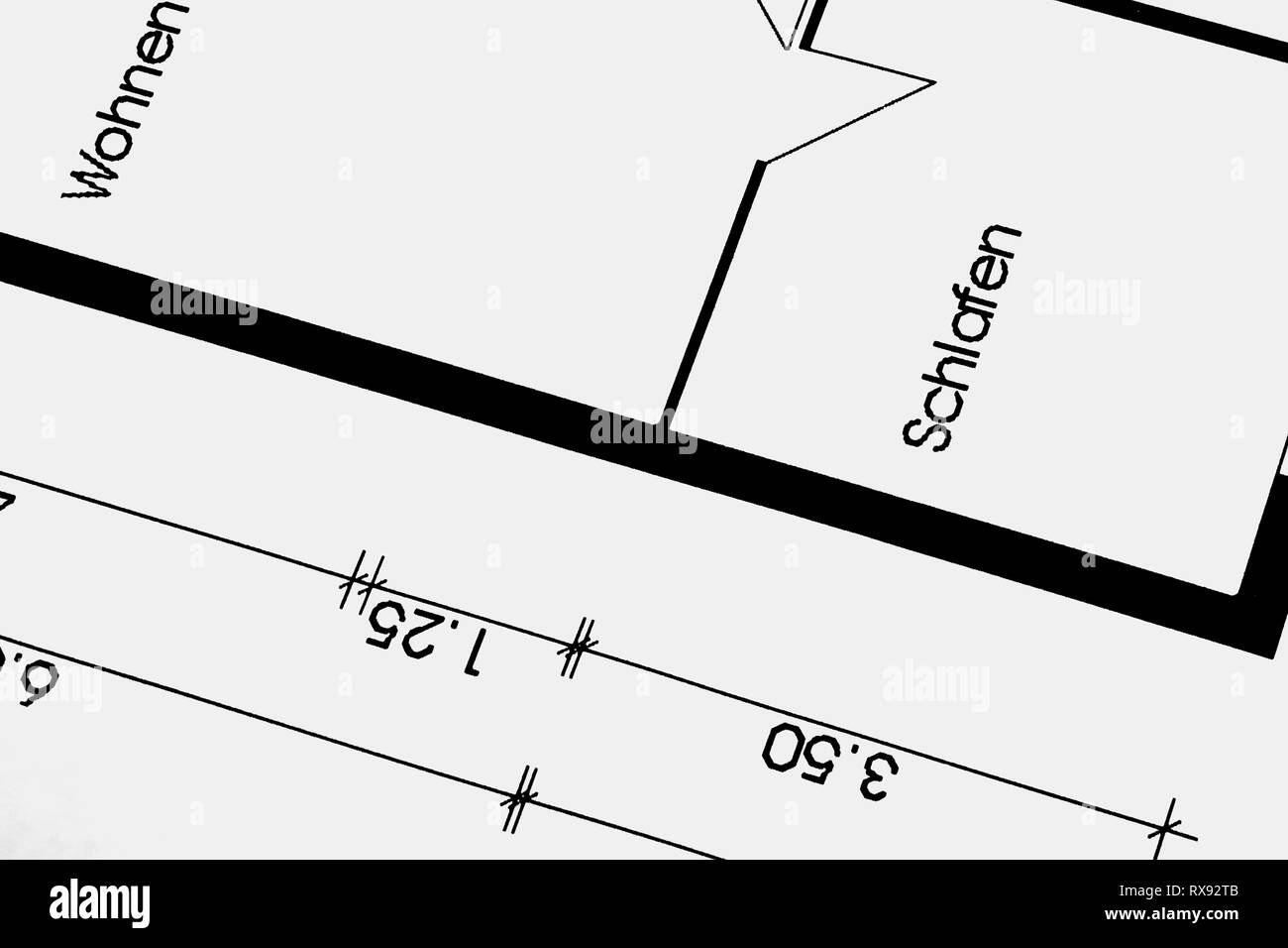 Floor plan of a house in an office Stock Photo