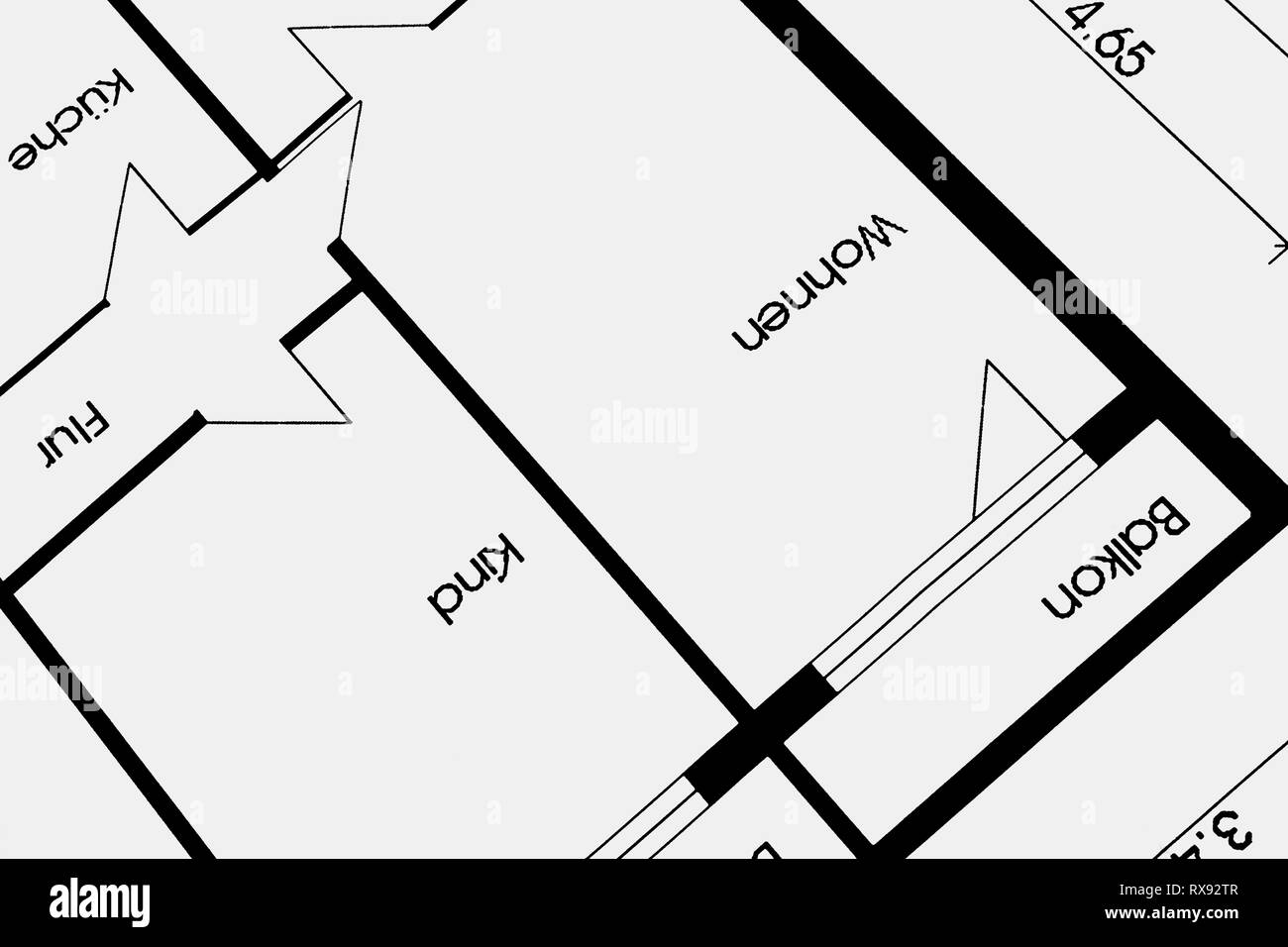 Floor plan of a house in an office Stock Photo