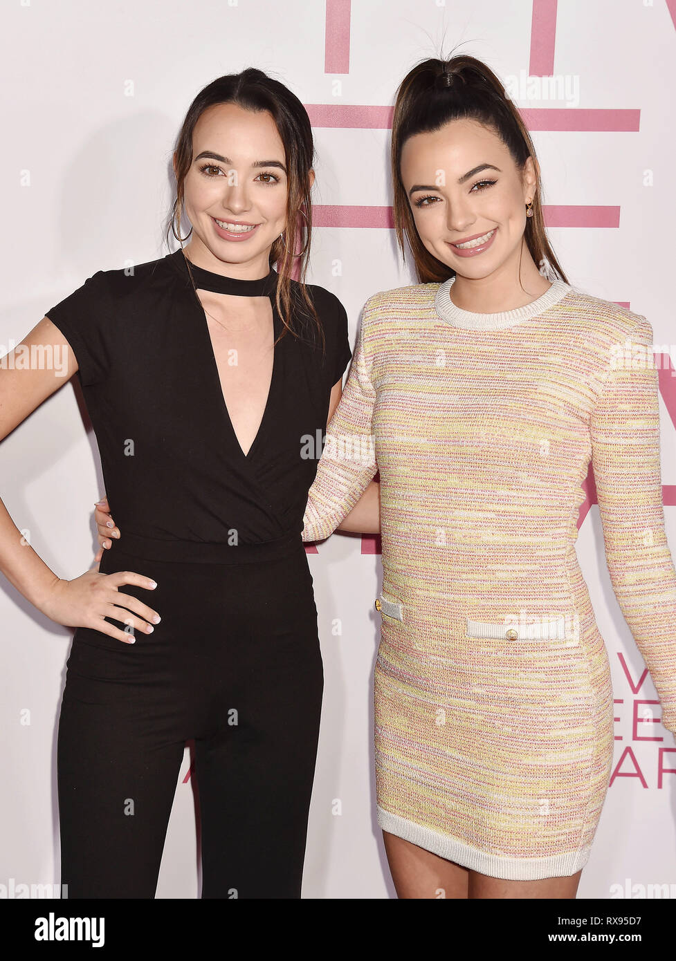 WESTWOOD, CA - MARCH 07: Veronica Merrell (L) and Vanessa Merrell attend  the Premiere Of Lionsgate's 'Five Feet Apart' at Fox Bruin Theatre on March  0 Stock Photo - Alamy
