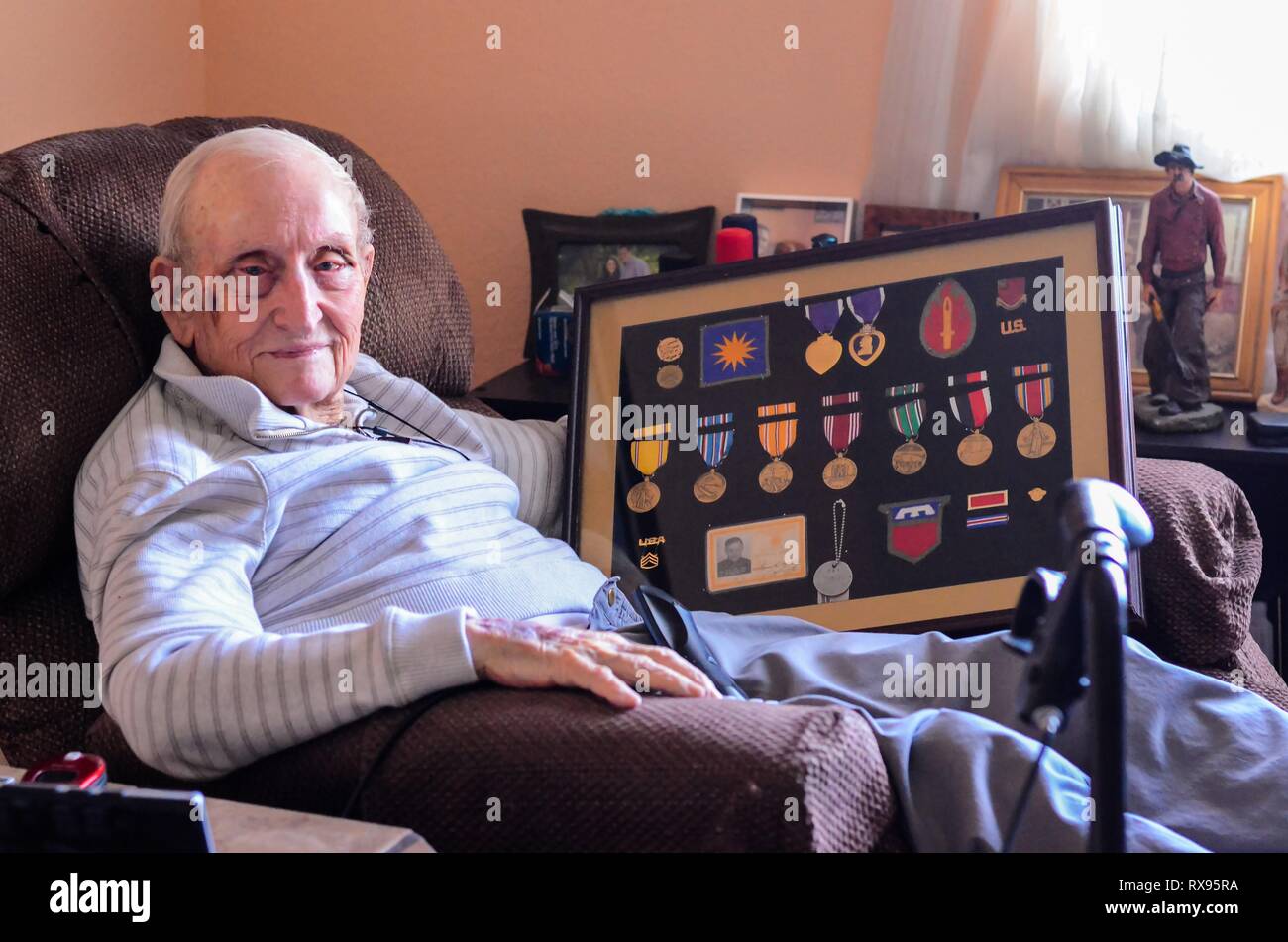 Elderly man and woman in a assisted care facility. Stock Photo
