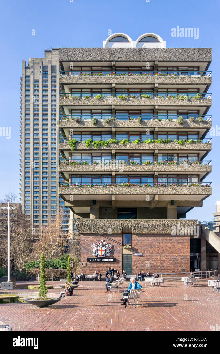 The end of Defoe House on the Barbican Estate, London. Stock Photo