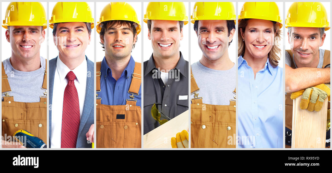 contractor worker group Stock Photo