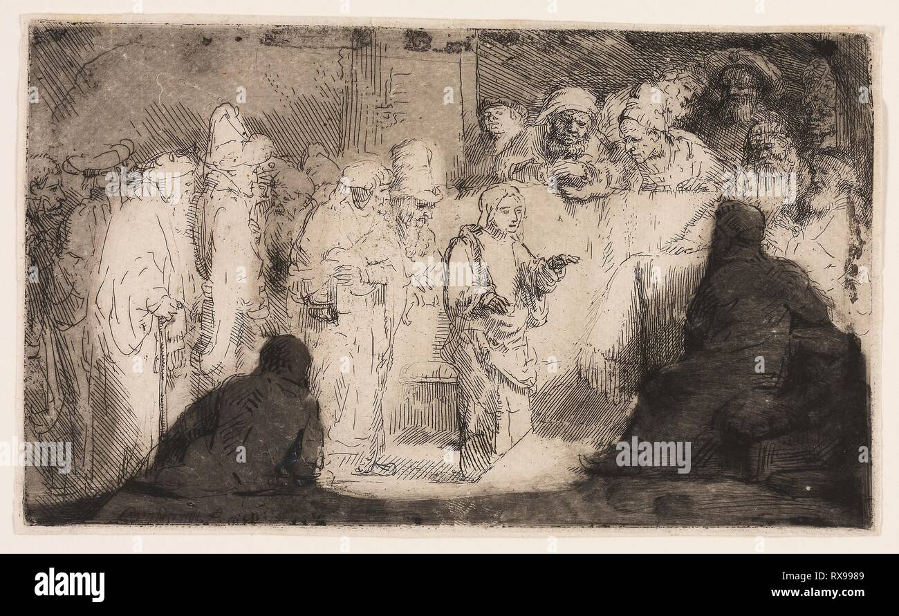 Christ Disputing With The Doctors A Sketch Rembrandt Van Rijn Dutch 1606 1669 Date 1652 Dimensions 127 X 215 Mm Image Plate 132 X 2 Mm Sheet Etching And Drypoint On Ivory Laid Paper