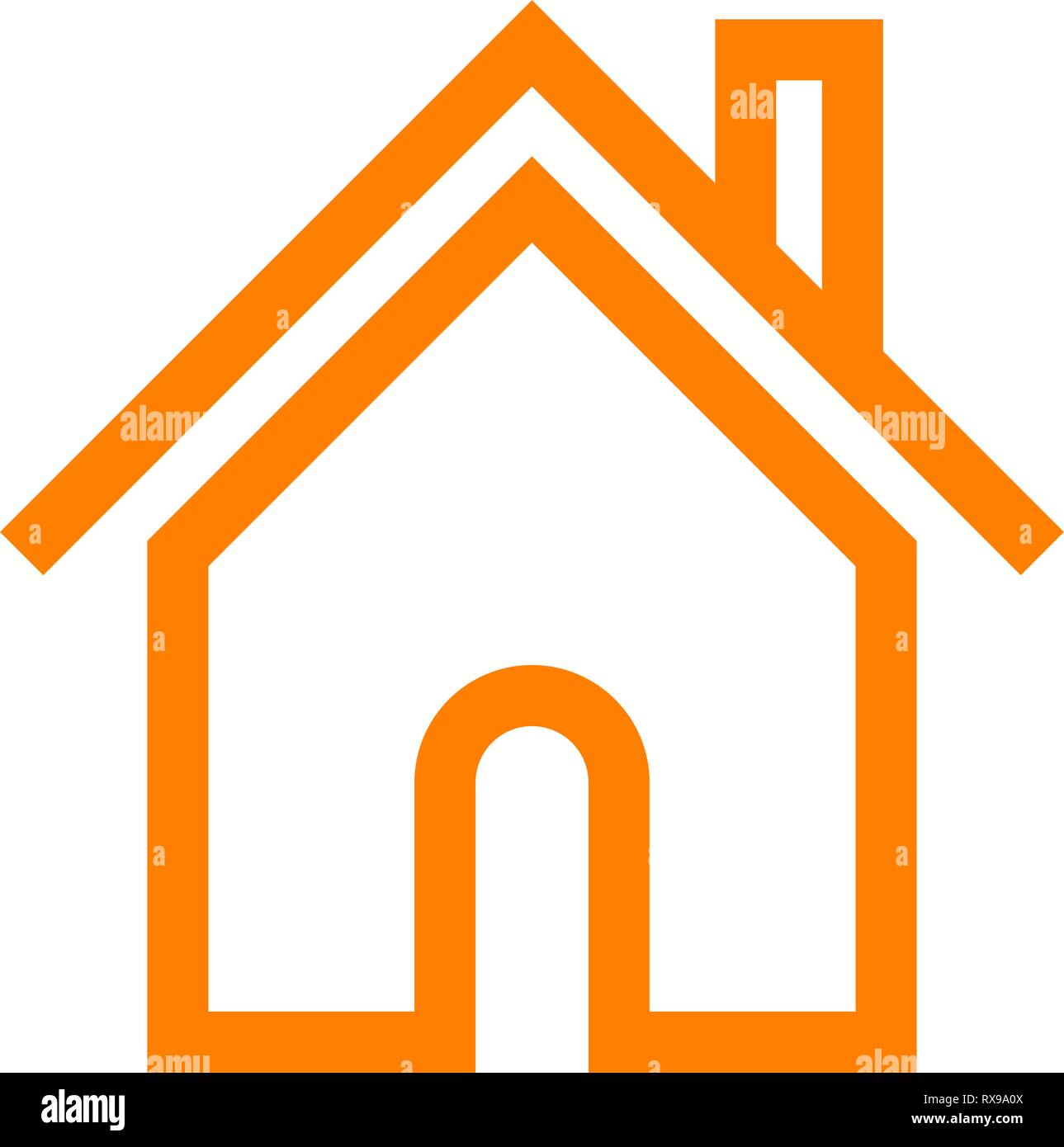 Home symbol icon - orange simple outline, isolated - vector ...