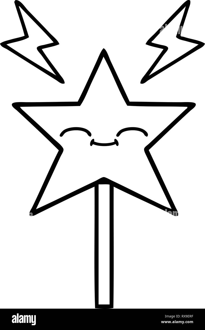 Line Drawing Cartoon Of A Magic Wand Stock Vector Image Art Alamy