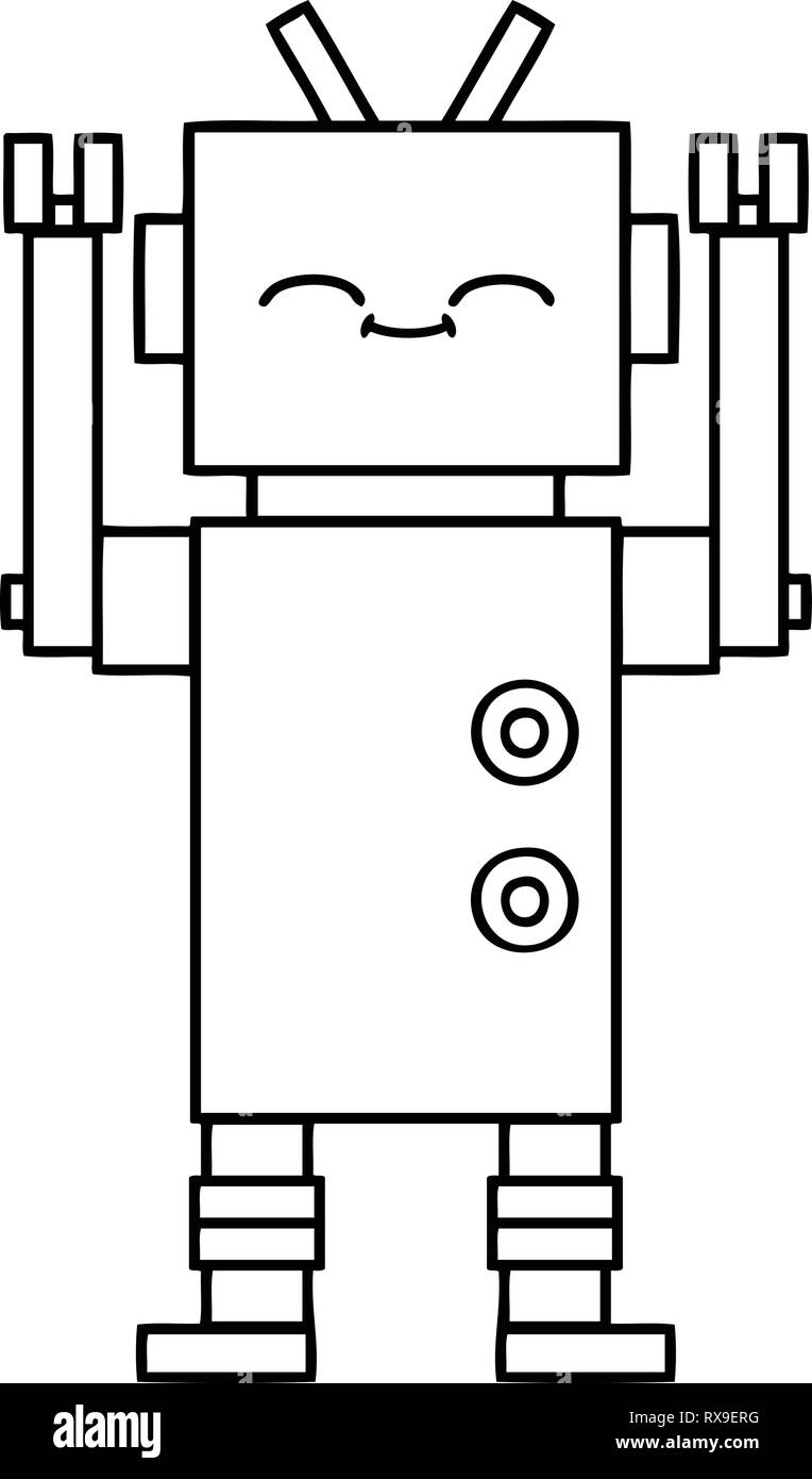 line drawing cartoon of a robot Stock Vector Image & Art Alamy