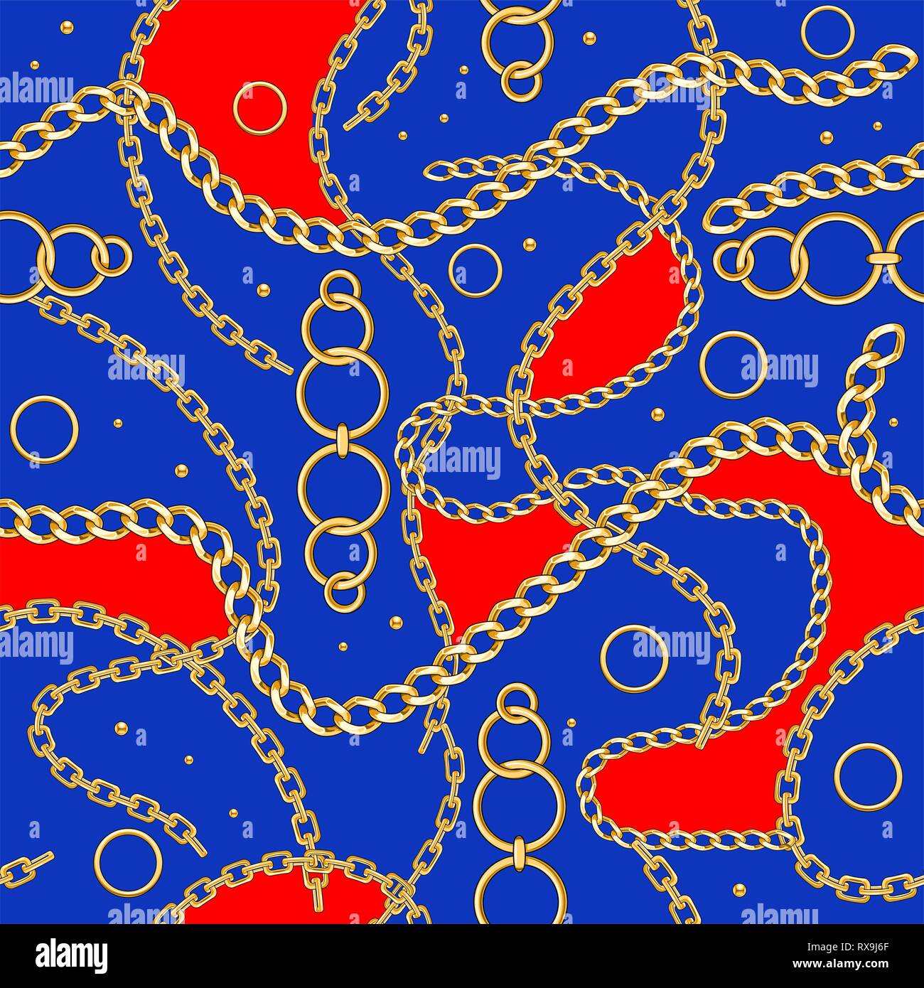 Abctract seamless pattern with belts, chain on bright background for fabric. Trendy repeating background. Stock Vector