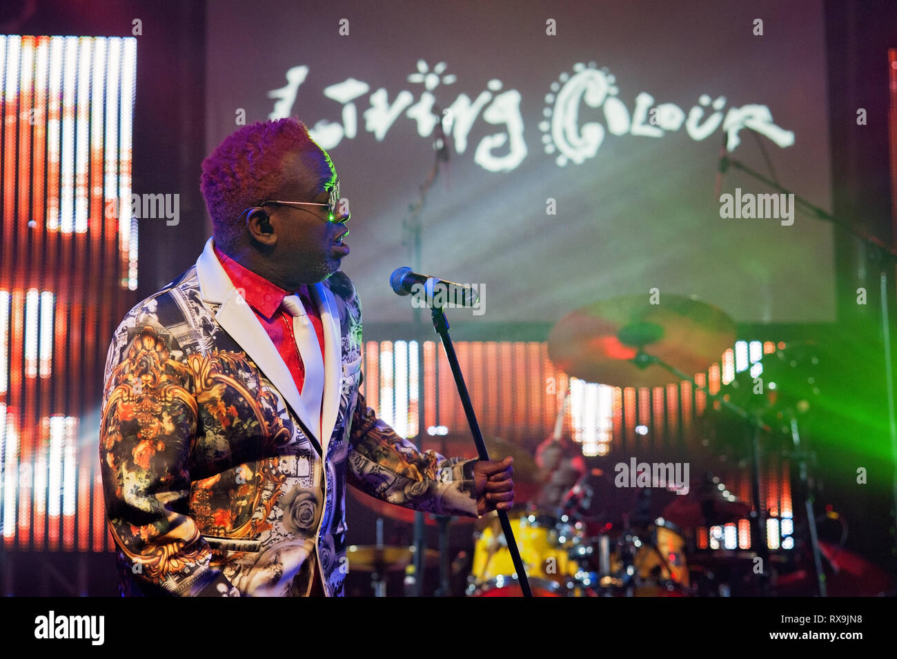 Corey Glover, vocalist for the band, 'Living Colour' performing for a show held at the Culture Room in Ft. Lauderdale, Florida on October 27, 2017. Stock Photo