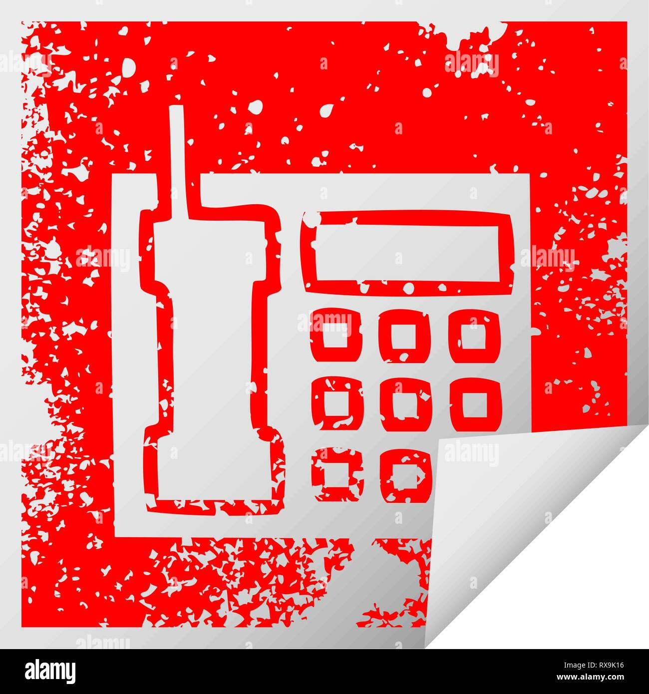 distressed square peeling sticker symbol of a telephone Stock Vector ...