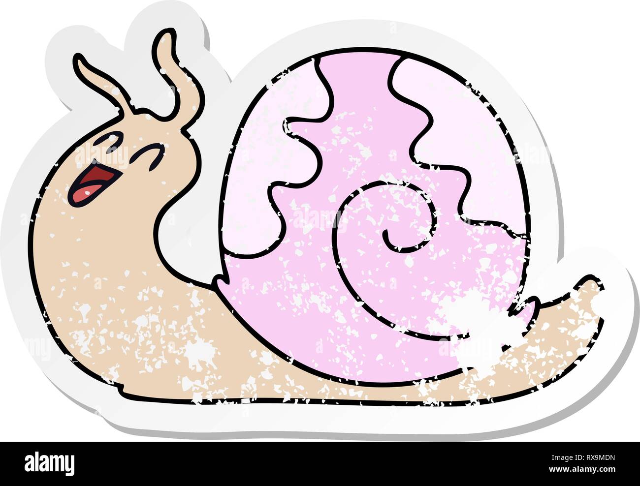 distressed sticker of a quirky hand drawn cartoon snail Stock Vector ...