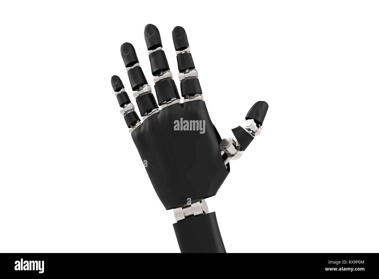 3d render Rubber Robot hand with chrome joints and bones Stock Photo ...