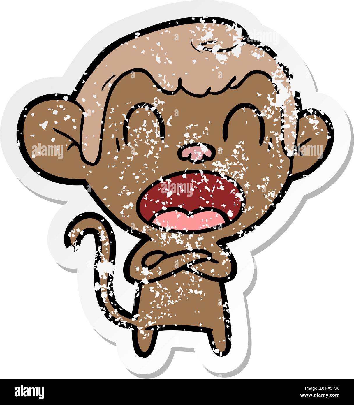 Distressed Sticker Of A Shouting Cartoon Monkey Stock Vector Image Art Alamy