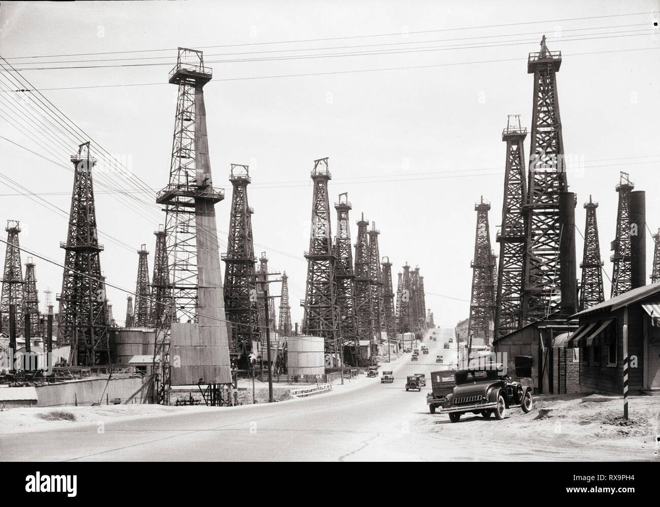 Oil Derricks, Long Beach, California, 1931 Stock Photo - Alamy