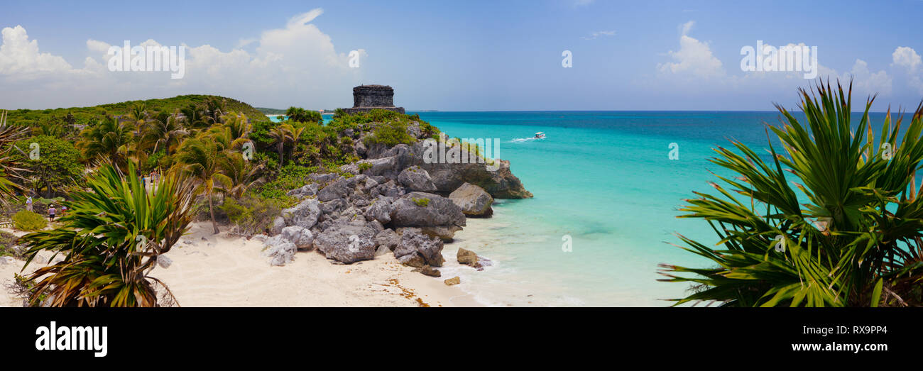 The Tulum ruins in the Riviera Maya south of Cancun Mexico Stock Photo