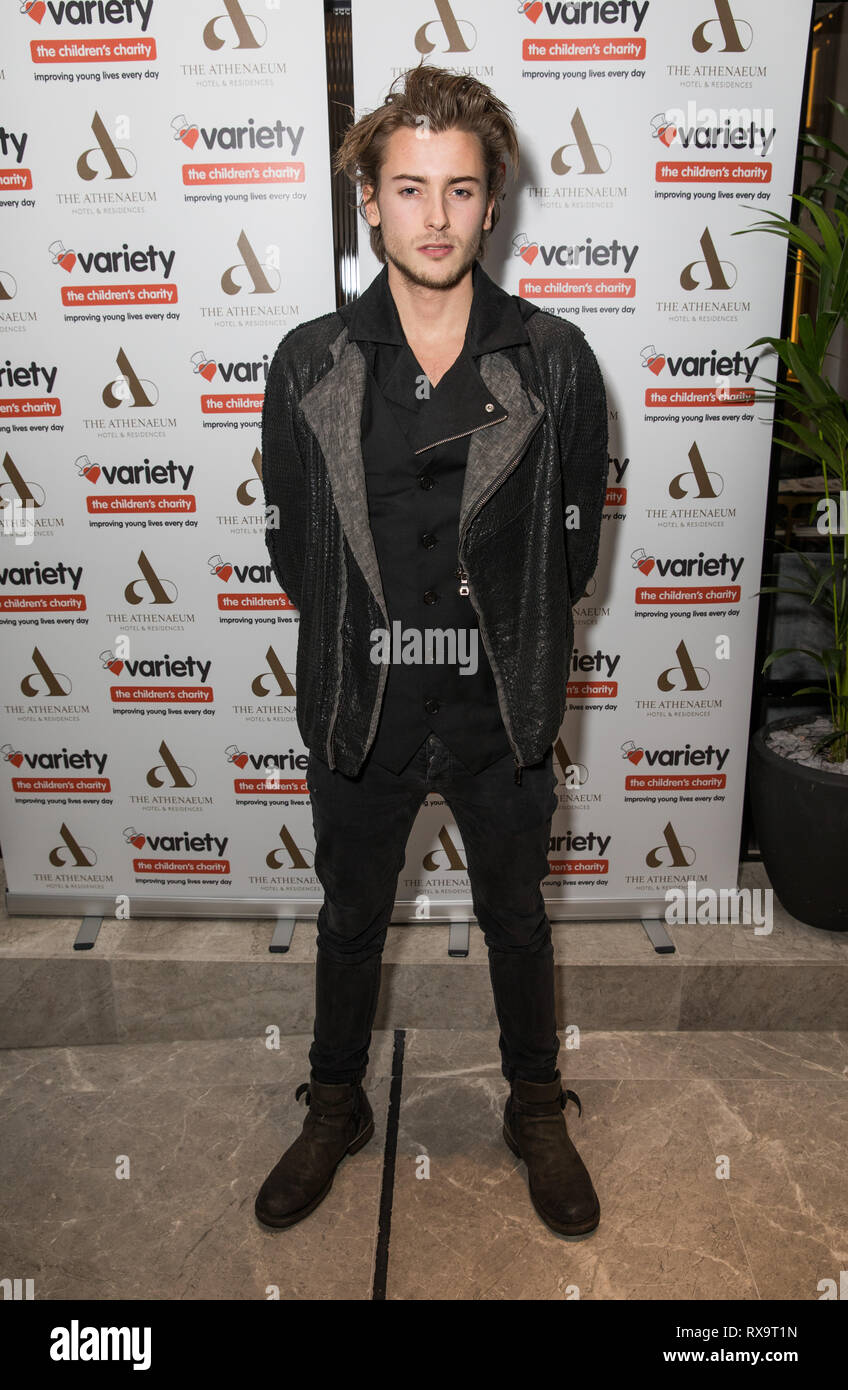 Celebrities and leading business names attend Variety The Children's Charity fundraising evening held at The Athenaeum Hotel  Featuring: Elijah Rowen Where: London, United Kingdom When: 05 Feb 2019 Credit: Phil Lewis/WENN.com Stock Photo