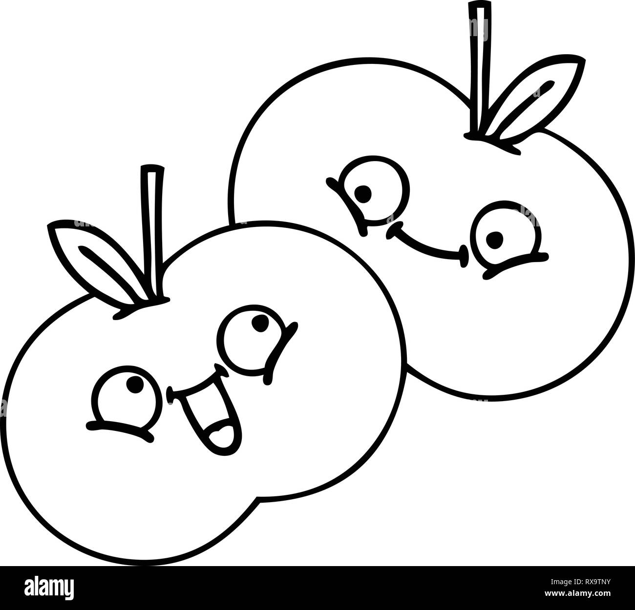 line drawing cartoon of a apples Stock Vector