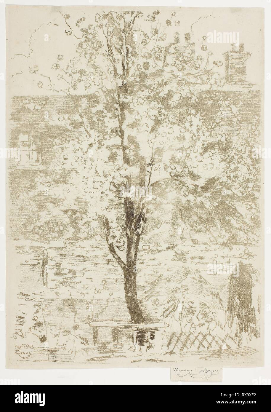 Spring. Theodore Roussel; French, worked in England, 1847-1926. Date: 1906. Dimensions: 248 × 180 mm (image/plate); 256 × 178 mm (sheet). Soft ground etching in olive on cream laid paper. Origin: England. Museum: The Chicago Art Institute. Stock Photo