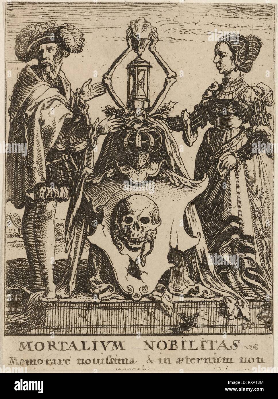 Death's Coat of Arms. Wenceslaus Hollar (Czech, 1607-1677); after Hans Holbein the younger (German, c.1497-1543). Date: 1651. Dimensions: 73 × 53 mm (sheet, trimmed within plate mark). Etching on ivory wove paper. Origin: Bohemia. Museum: The Chicago Art Institute. Stock Photo