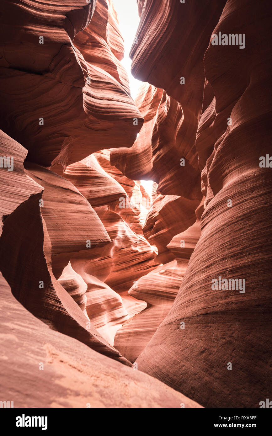 Low angle view of sandstones at Antelope Canyon Stock Photo