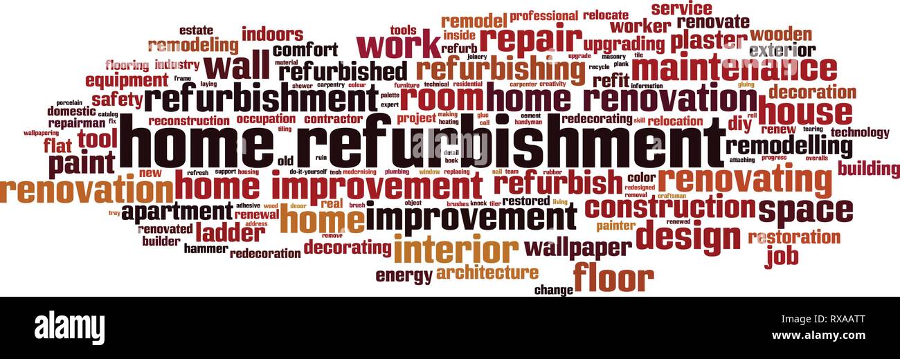 Home refurbishment word cloud concept. Vector illustration Stock Vector