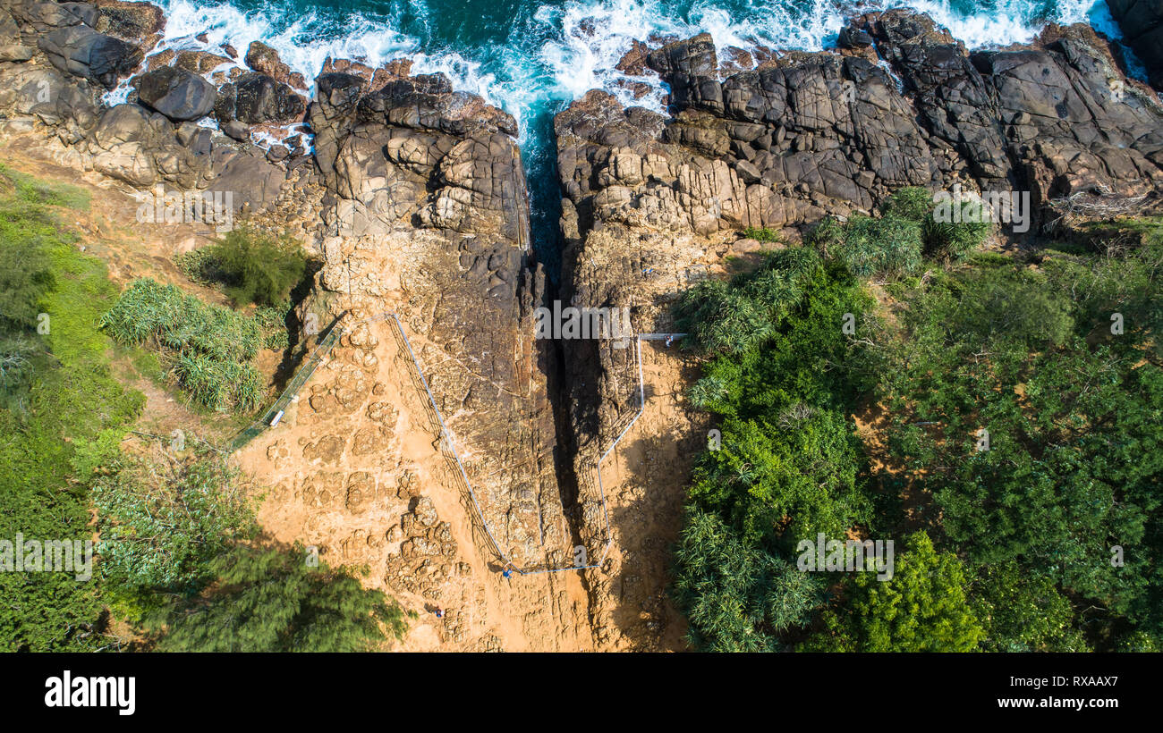 Hummanaya Aerial. Blow Hole (Hummanaya). Dikwella, Sri Lanka Stock Photo - Alamy