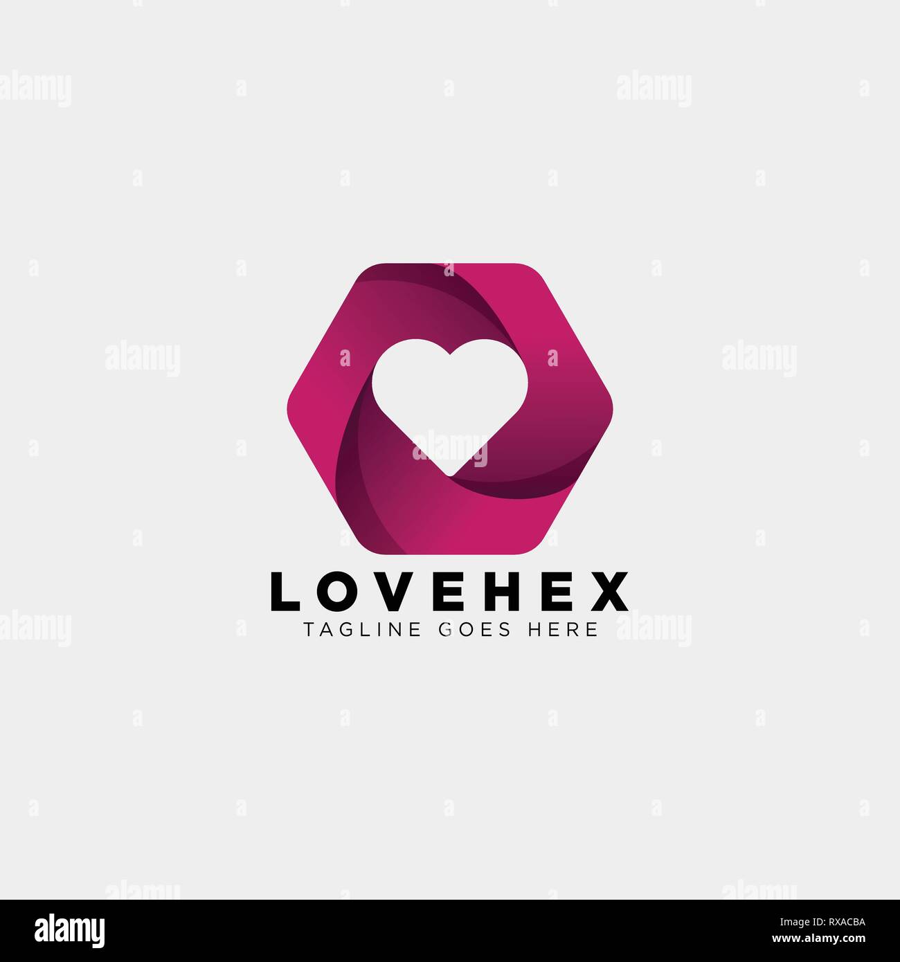 dating love hexagon gradient logo template vector illustration icon element isolated Stock Vector