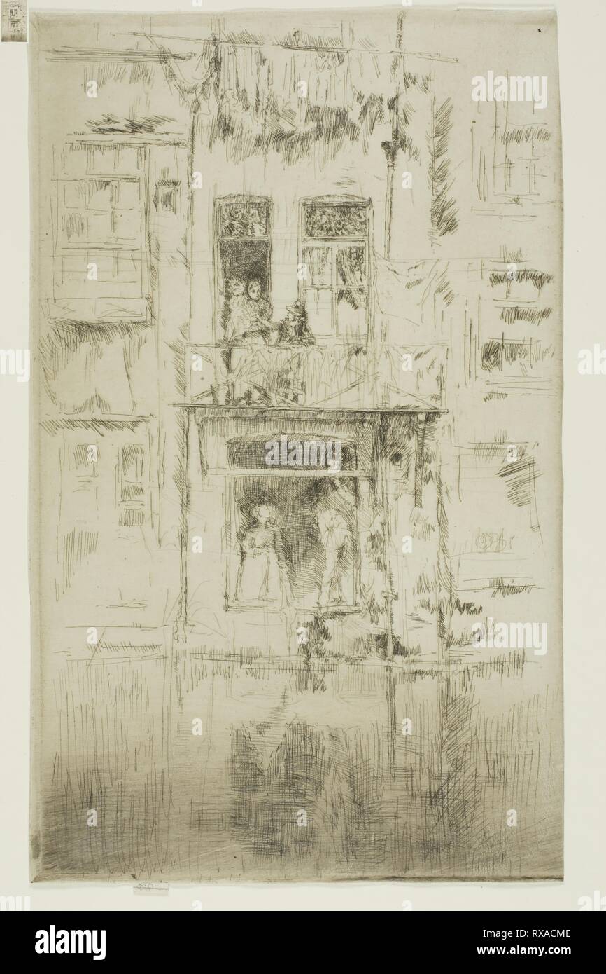 Balcony, Amsterdam. James McNeill Whistler; American, 1834-1903. Date: 1889. Dimensions: 271 x 162 mm (image, trimmed within plate mark); 274 x 162 mm (sheet). Etching and drypoint in black ink on ivory laid paper. Origin: United States. Museum: The Chicago Art Institute. Stock Photo