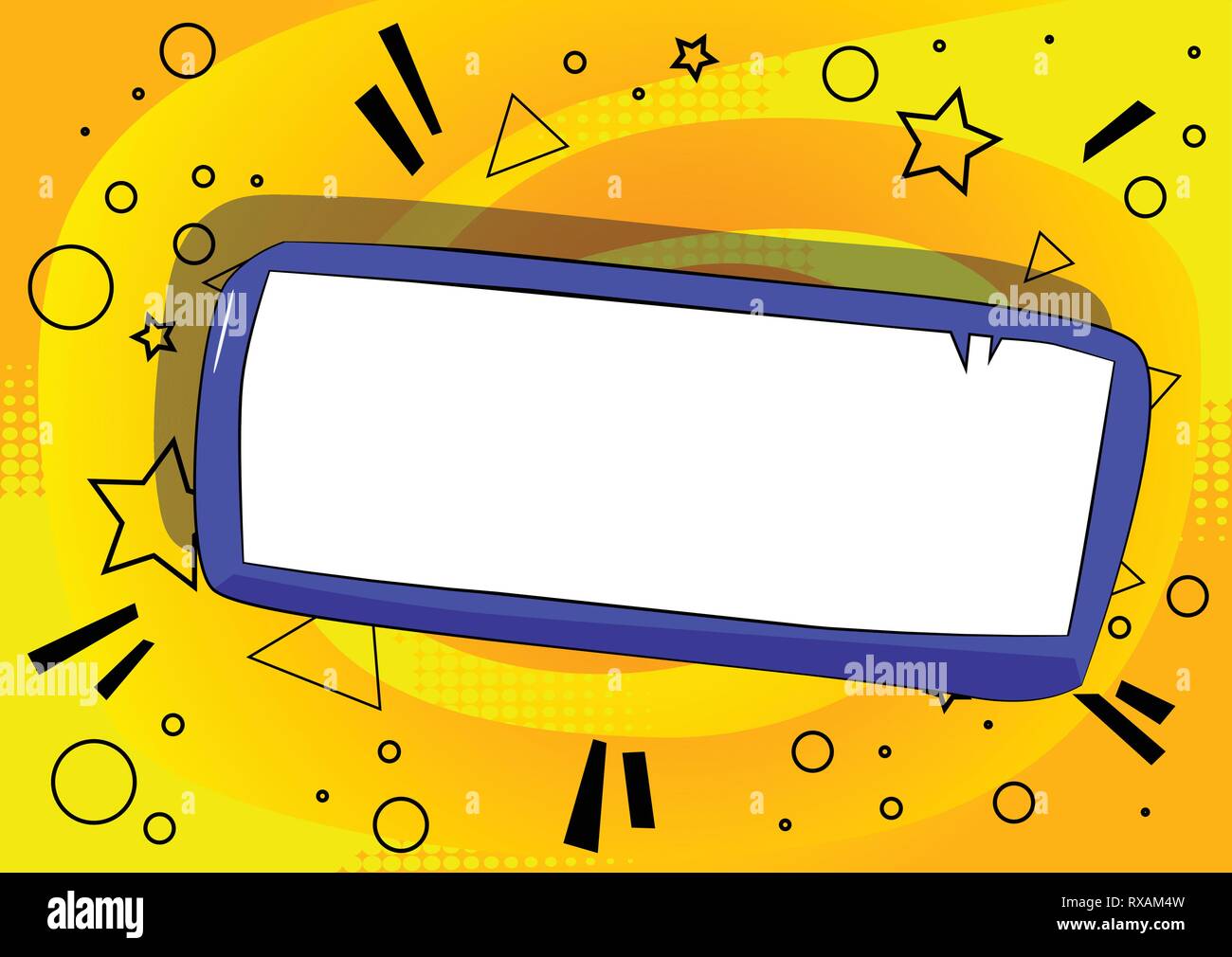 Vector cartoon blank paper on board. Illustrated blank sign on comic ...