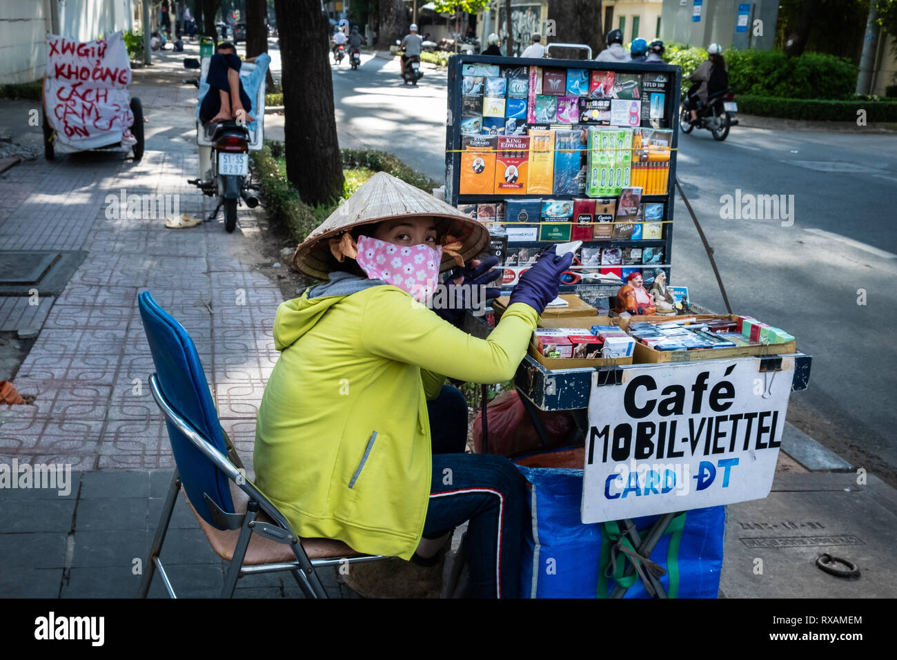A street-side vendor in Ho Chi Minh City, Vietnam Stock Photo