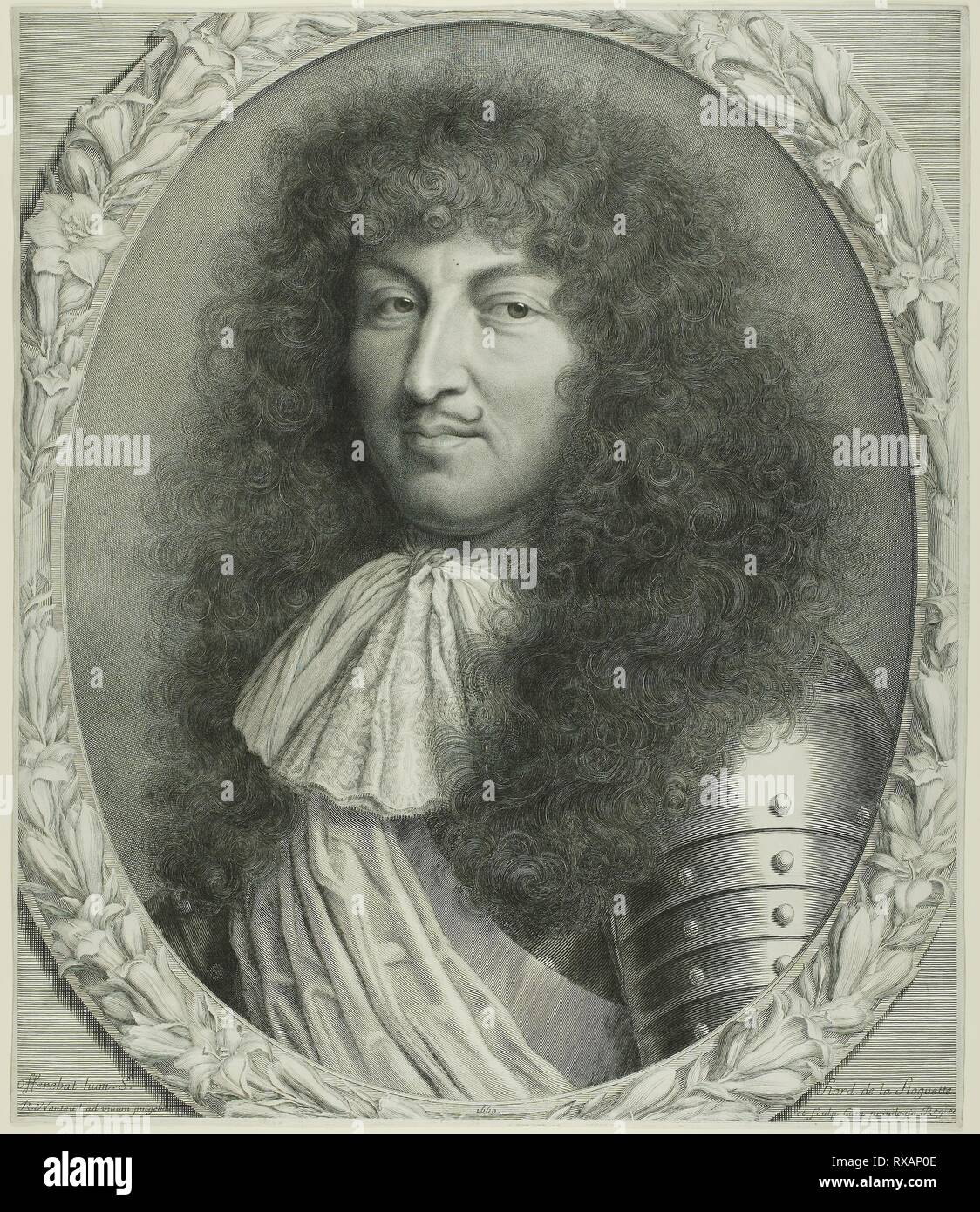 Louis XIV. Robert Nanteuil; French, 1623-1678. Date: 1669. Dimensions: 498 × 422 mm (image); 502 × 427 mm (plate/sheet). Engraving in black on paper. Origin: France. Museum: The Chicago Art Institute. Stock Photo