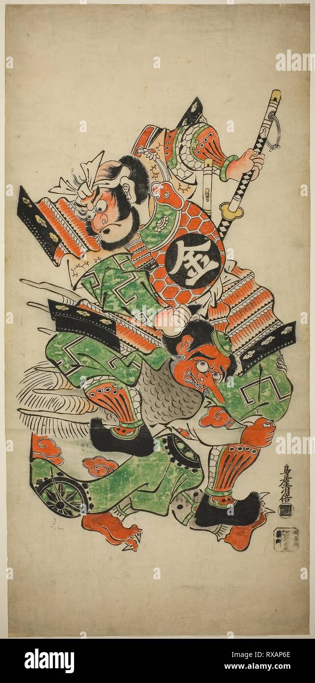 Sakata Kintoki Wrestling with a Tengu. Torii Kiyomasu I