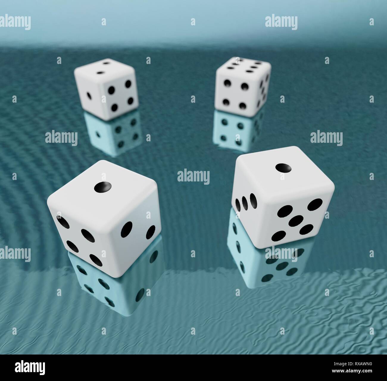 Dice and waves, illustration Stock Photo