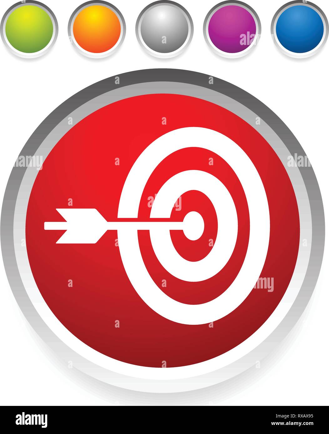 Arrow hitting target at center icon, Precision, accuracy icon Stock