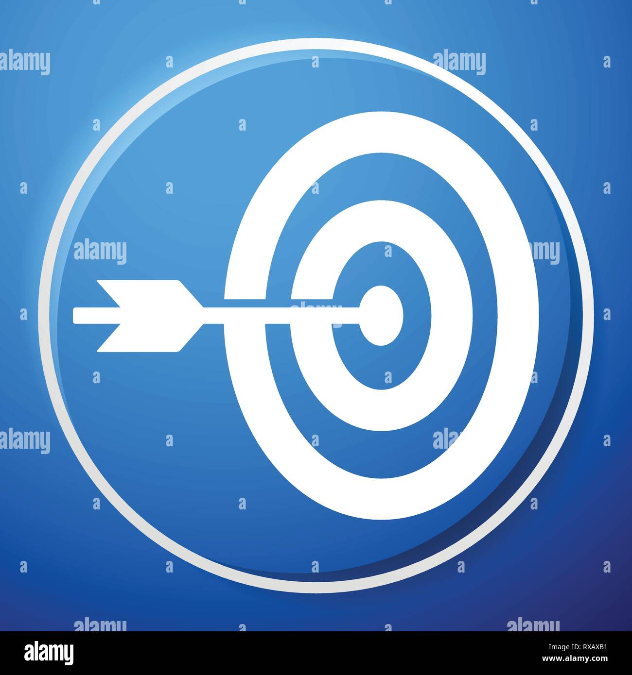 Arrow hitting target at center icon, Precision, accuracy icon Stock