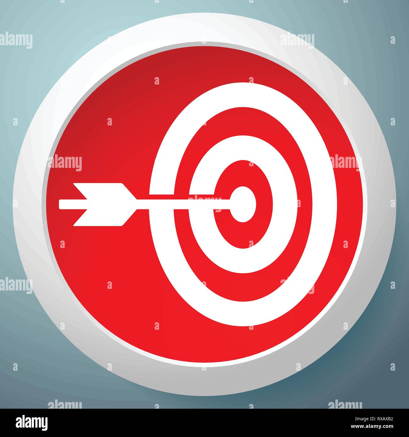 Arrow hitting target at center icon, Precision, accuracy icon Stock