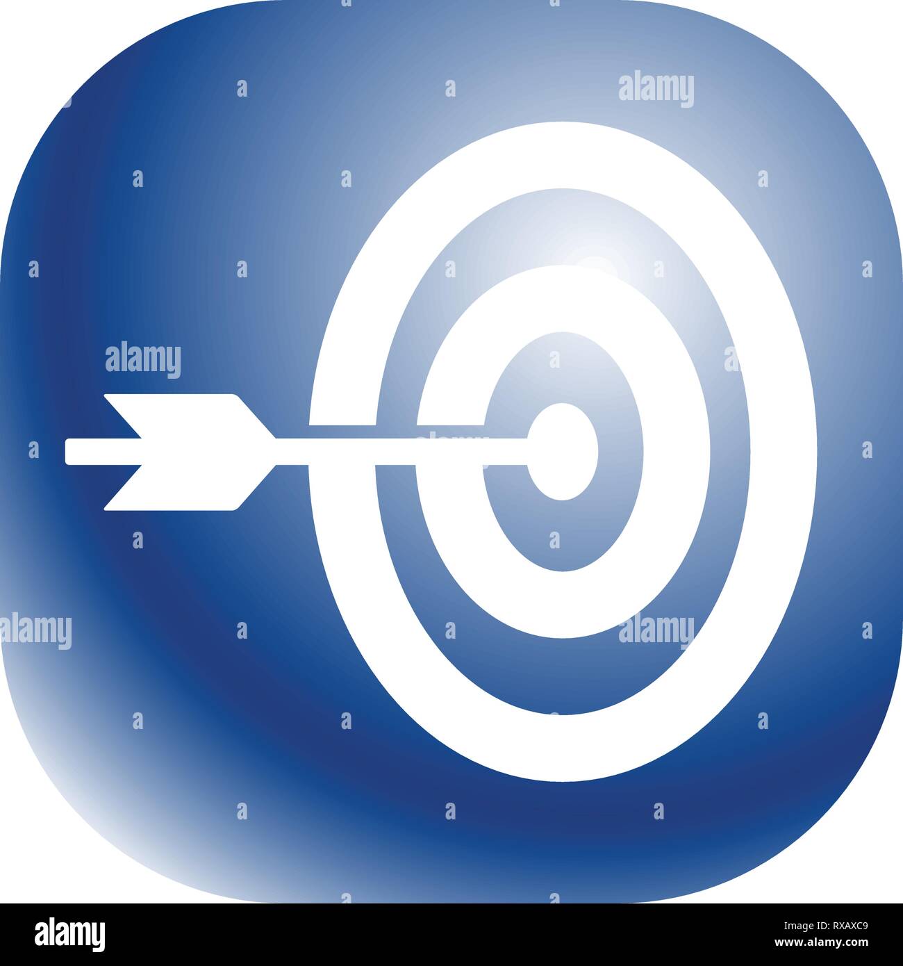 Arrow hitting target at center icon, Precision, accuracy icon Stock