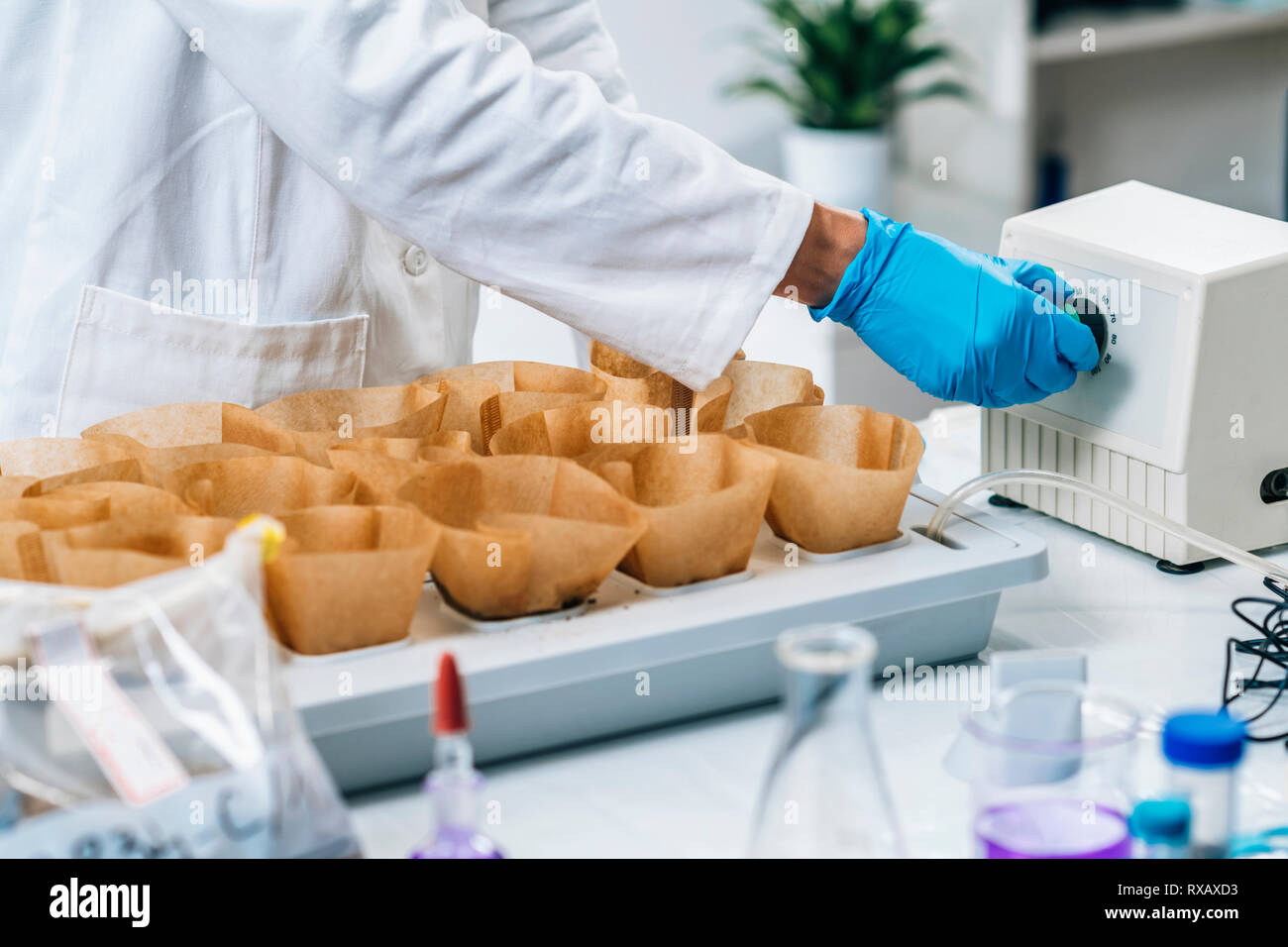 Laboratory analysis of soil Stock Photo Alamy